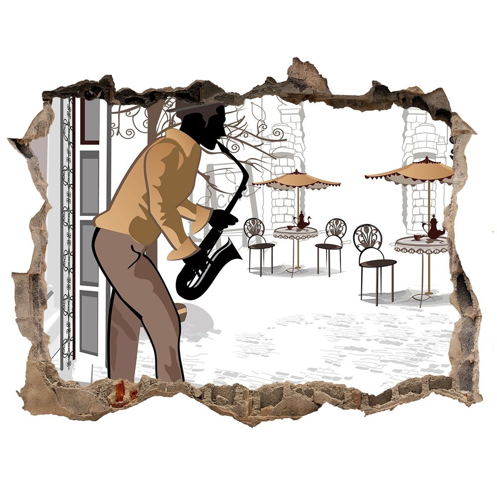 Hole in the wall sticker Street musician