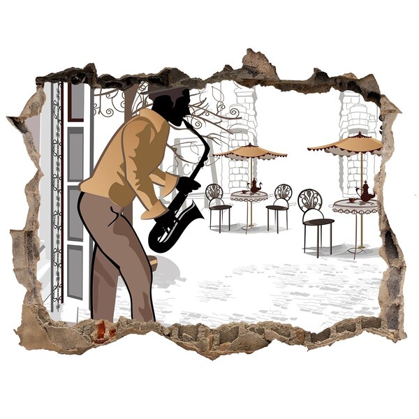 Hole in the wall sticker Street musician