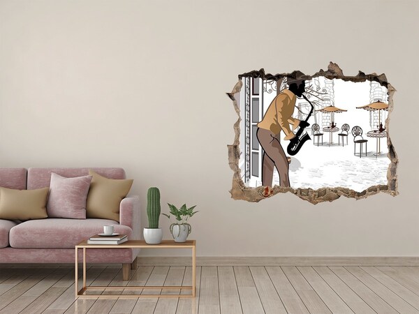 Hole in the wall sticker Street musician