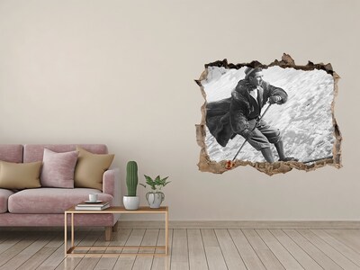 3D wall hole Retro-style winter skier