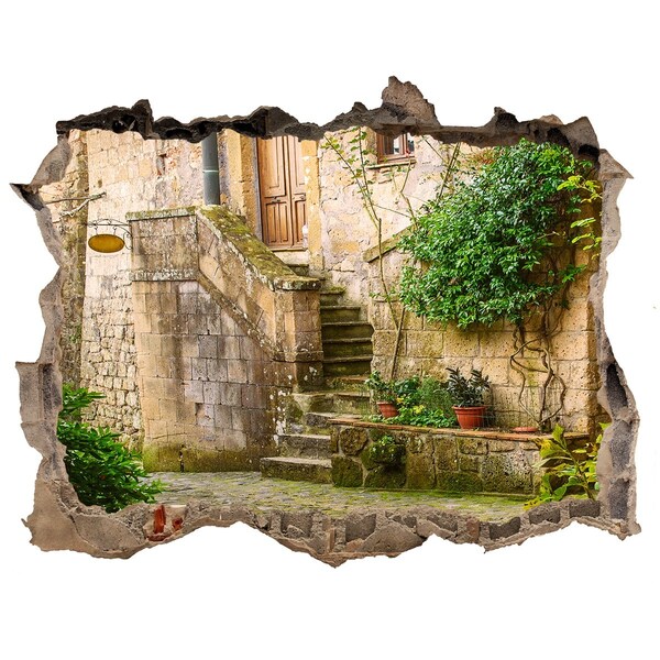 Hole wall sticker Charming stairs in an ancient town