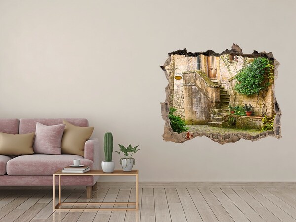 Hole wall sticker Charming stairs in an ancient town