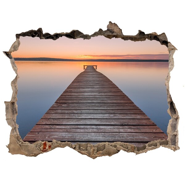 Hole wall sticker Sunset over the lake
