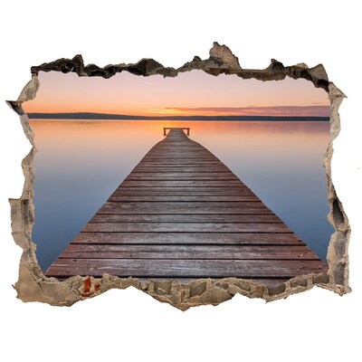 Hole wall sticker Sunset over the lake