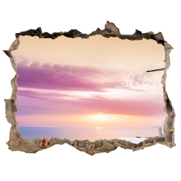 Hole wall sticker View of the Greek island