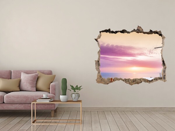 Hole wall sticker View of the Greek island