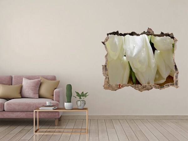 Hole wall sticker White tulips