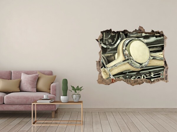 3D wall hole The stylish cockpit of a classic car