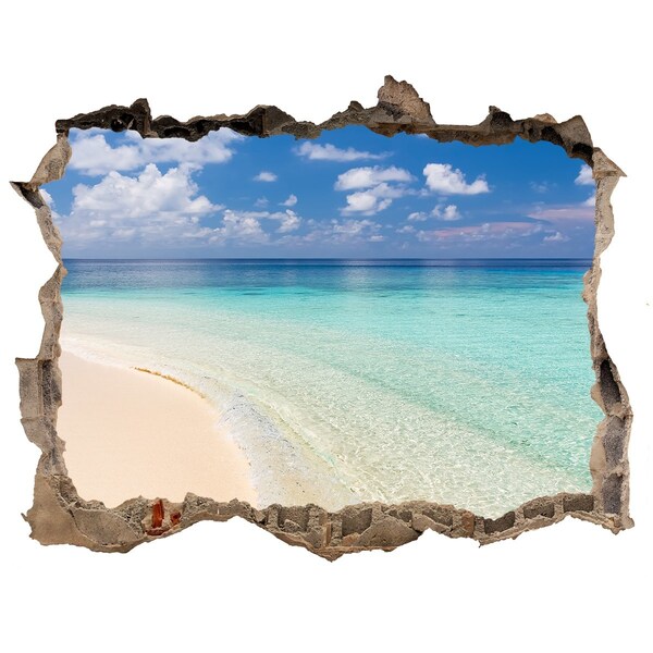 Hole wall sticker A paradise beach with turquoise water