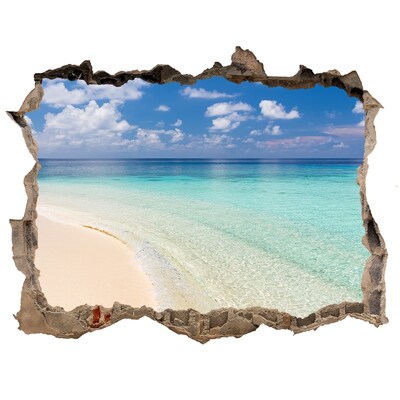 Hole wall sticker A paradise beach with turquoise water
