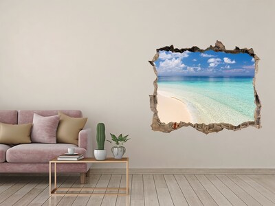 Hole wall sticker A paradise beach with turquoise water