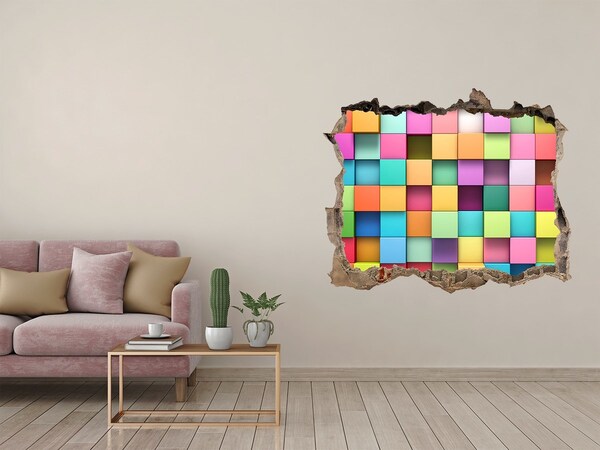 3D wall hole wallpaper Colorful squares