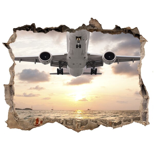 Hole in the wall sticker Aircraft by the sea