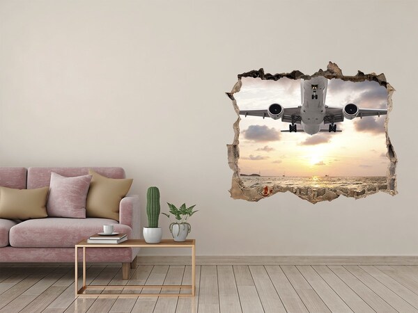 Hole in the wall sticker Aircraft by the sea