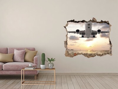 Hole in the wall sticker Aircraft by the sea