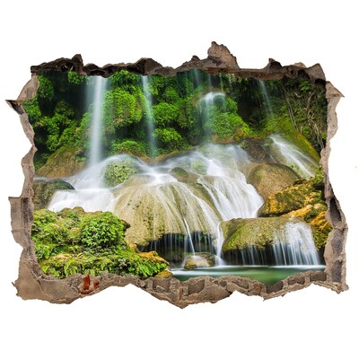 Hole wall sticker Waterfall in the jungle
