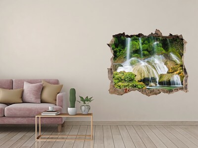 Hole wall sticker Waterfall in the jungle
