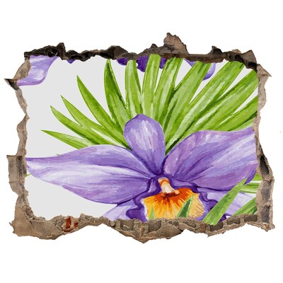 3D wall hole wallpaper Orchid