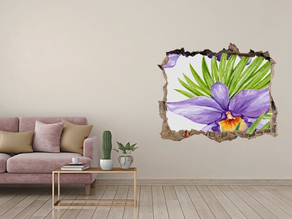 3D wall hole wallpaper Orchid