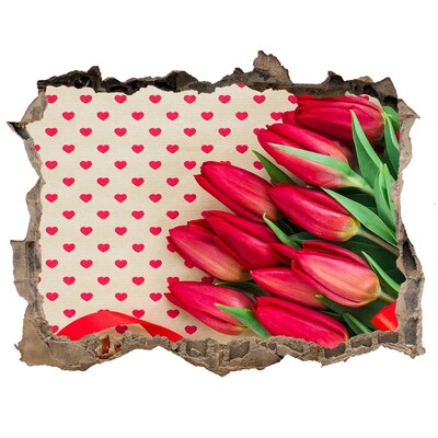 Hole in the wall decal Tulips in hearts