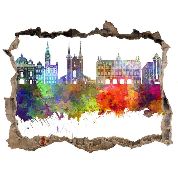 Hole in the wall sticker Gdańsk in the colors of the rainbow