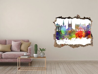 Hole in the wall sticker Gdańsk in the colors of the rainbow