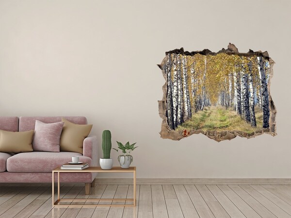 Hole in the wall decal Autumn birch alley