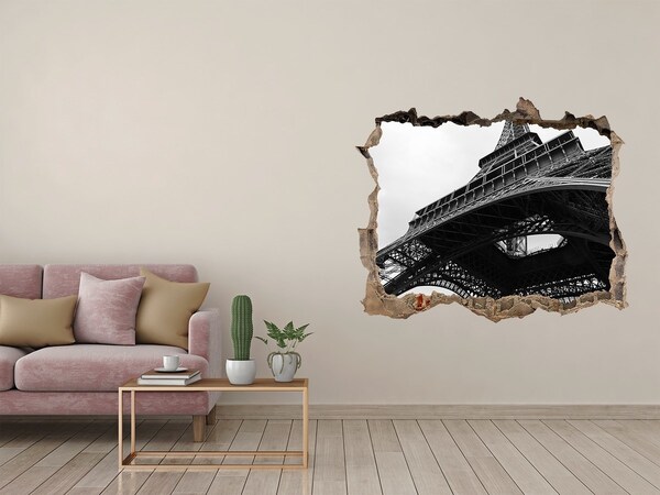 Hole in the wall sticker The Eiffel Tower in a monochromatic setting