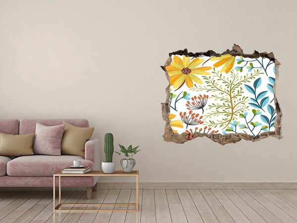 Hole in the wall decal Spring flowers