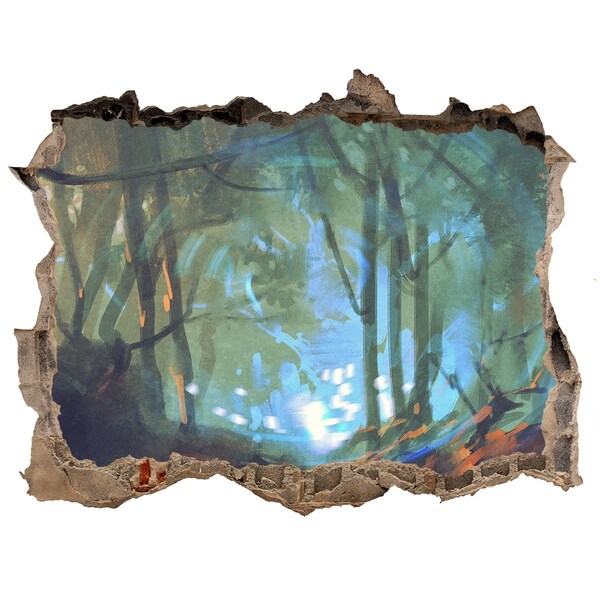 Hole in the wall sticker Mysterious forest in the moonlight