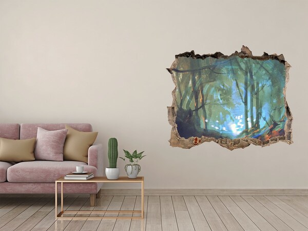 Hole in the wall sticker Mysterious forest in the moonlight