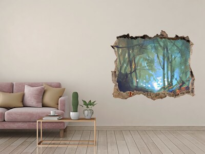 Hole in the wall sticker Mysterious forest in the moonlight