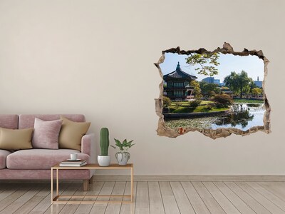 Hole in the wall decal Asian-style garden