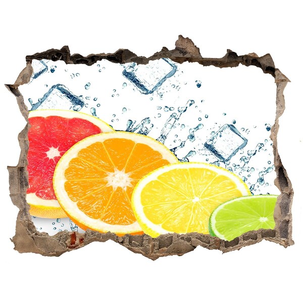 Hole in the wall decal Refreshing citrus in water