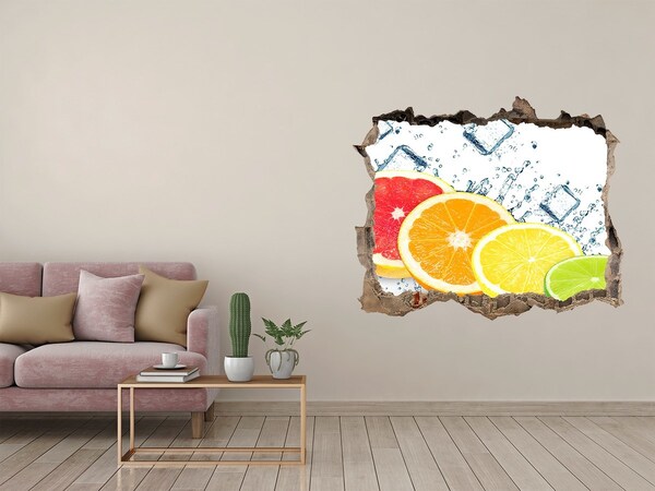 Hole in the wall decal Refreshing citrus in water