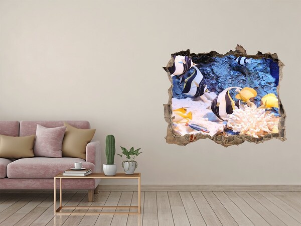 3D wall hole wallpaper Coral reef