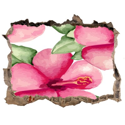 3D wall hole wallpaper A flower paradise behind the wall