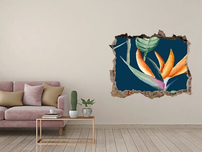 Hole wall sticker Tropical flower in concrete