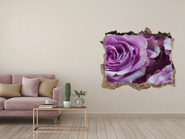 Hole in the wall sticker Purple roses