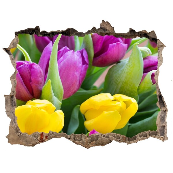 Hole wall sticker Colorful tulips