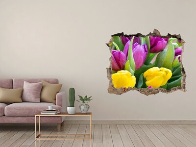 Hole wall sticker Colorful tulips