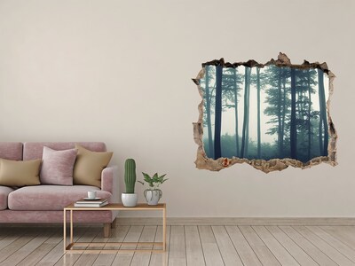 Hole wall sticker Misty forest scenery
