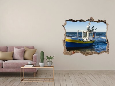 Hole in the wall decal Fishing boat at sea