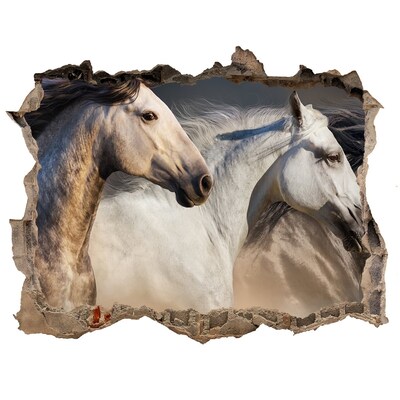 Hole wall sticker Horses at gallop