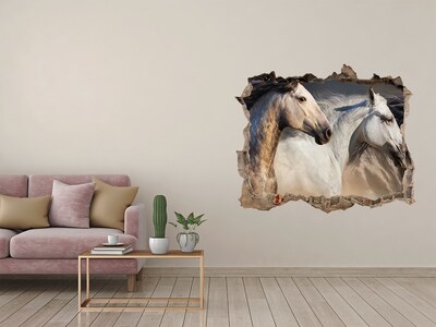 Hole wall sticker Two horses in motion