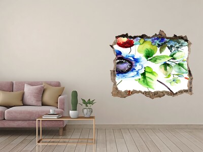 3D wall hole Spring flowers