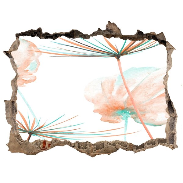 Hole wall sticker Flower landscape through a hole in the wall