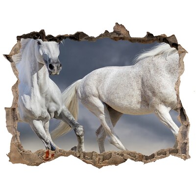 3D wall hole A white horse on the run