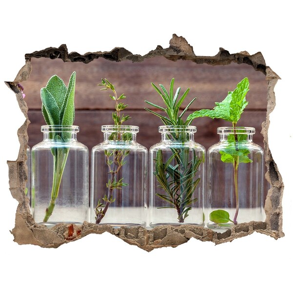 3D wall hole A green oasis in glass jars