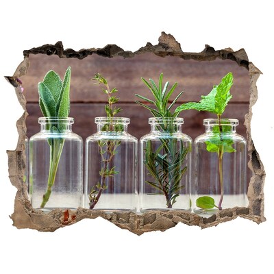 3D wall hole A green oasis in glass jars